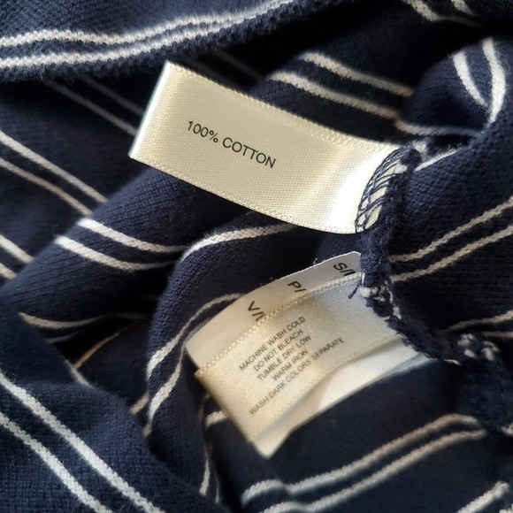 Cutter & Buck Large 1/4 Button Short Sleeve Polo Shirt Navy Blue Striped - Picture 6 of 9